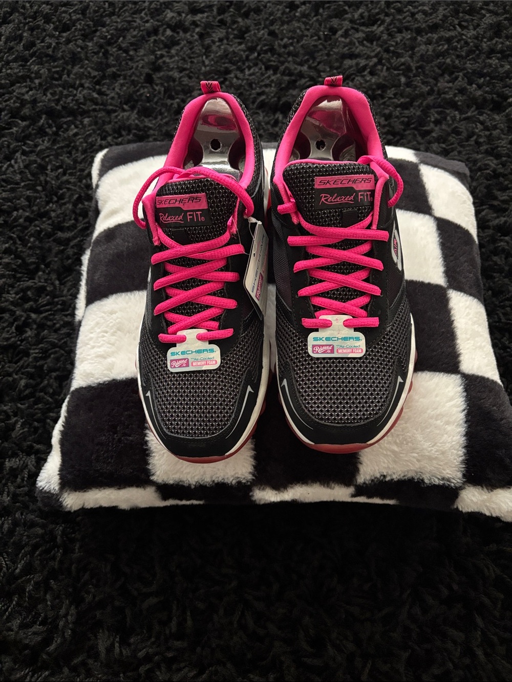 Skechers Kids Black & Pink Mesh Athletic Sneakers